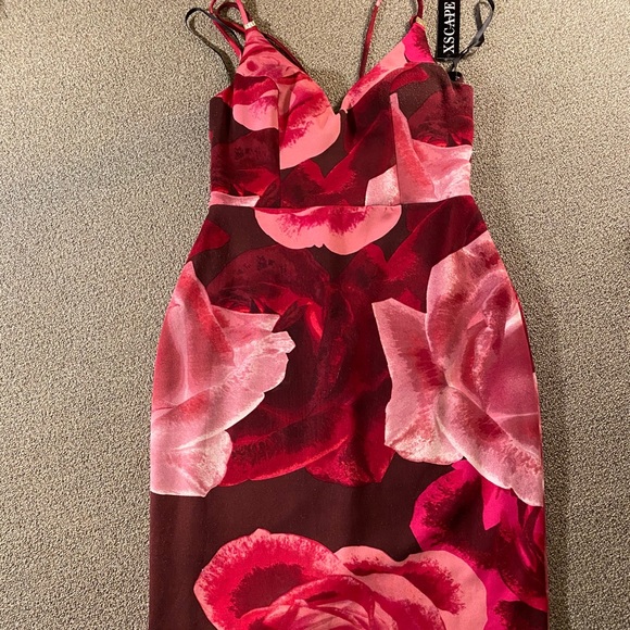 Xscape Floral Print Scuba Crepe Dress Size 8 - Picture 1 of 4